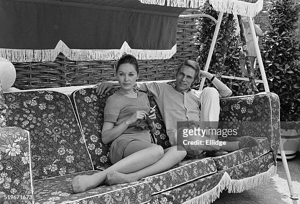 British singer, actor, and financial journalist, Adam Faith and his wife Jackie Irving, 1968.