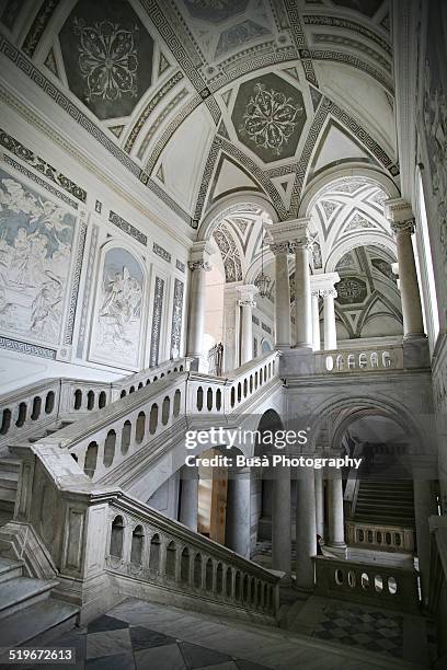 magnificent staircase in an old palace - monastero foto e immagini stock