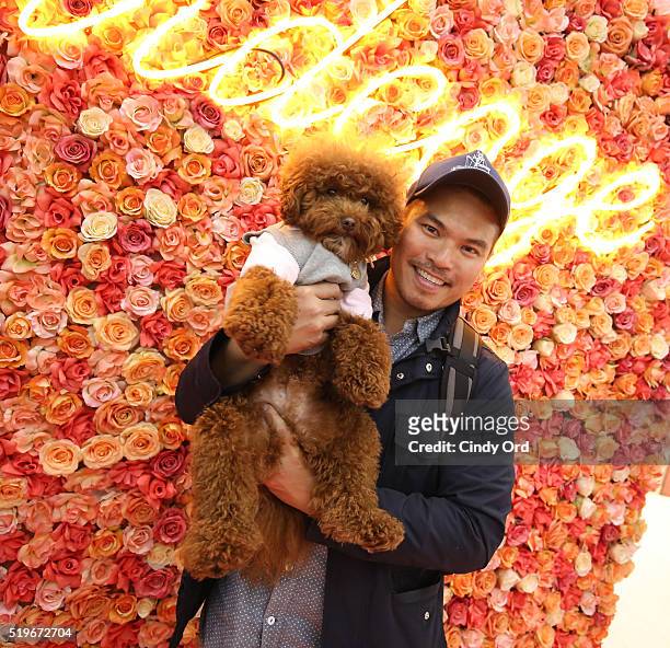 Allan Monteron with dog Agador at Birdcage Spring Launch Event At Lord & Taylor on April 7, 2016 in New York City.