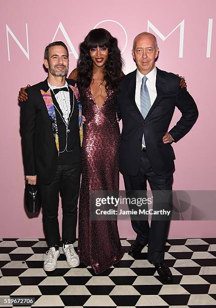 Marc Jacobs, Naomi Campbell, and Benedikt Taschen attend as Marc Jacobs & Benedikt Taschen celebrate NAOMI at The Diamond Horseshoe on April 7, 2016...