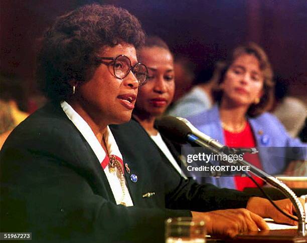 This file photo, dated 23 July 1993, shows US Surgeon Gen. Dr. Joycelyn Elders during her confirmation hearings. The White House announced 09...
