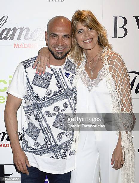 Arantxa de Benito and singer Antonio Cana of Maita Vende Ca attend the 'Flamenco Solidario' party at Bucca on April 7, 2016 in Madrid, Spain.