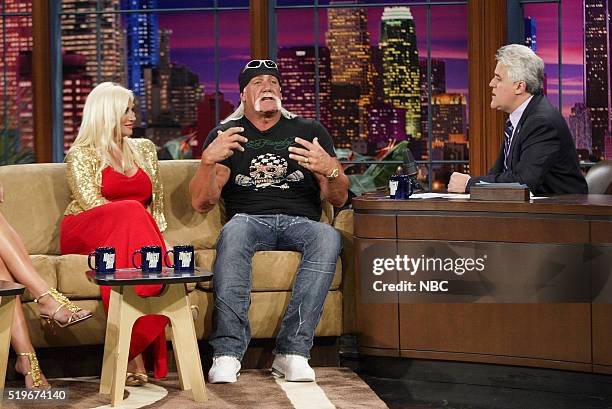Episode 3137-- Pictured: Linda and Hulk Hogan during an interview with host Jay Leno on May 3, 2006 --