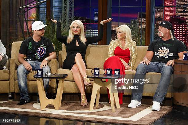 Episode 3137-- Pictured: Hogan family members Nick Hogan, Brooke Hogan, Linda Hogan, and Hulk Hogan during an interview on May 3, 2006 --