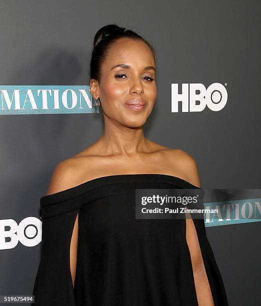 Actress/Execuitive Producer Kerry Washington poses at the NYC Special Screening of HBO Film "Confirmation" at Signature Theater on April 7, 2016 in...