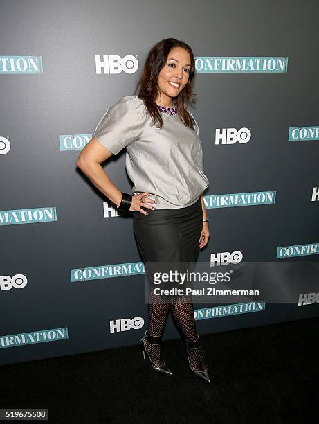 Multicultural Marketing, HBO Lucinda Martinez poses at the NYC Special Screening of HBO Film "Confirmation" at Signature Theater on April 7, 2016 in...