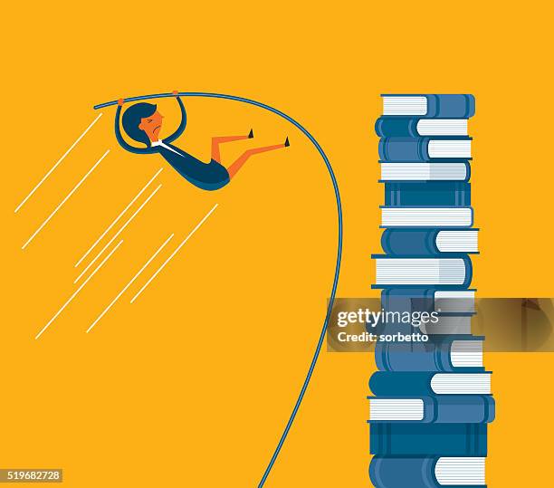 knowledge - long jump stock illustrations