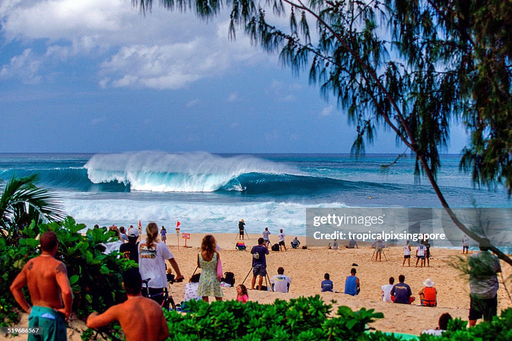 Surfing at Pipeline