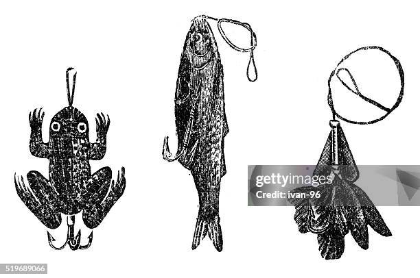fishing lures - fishing tackle box stock illustrations