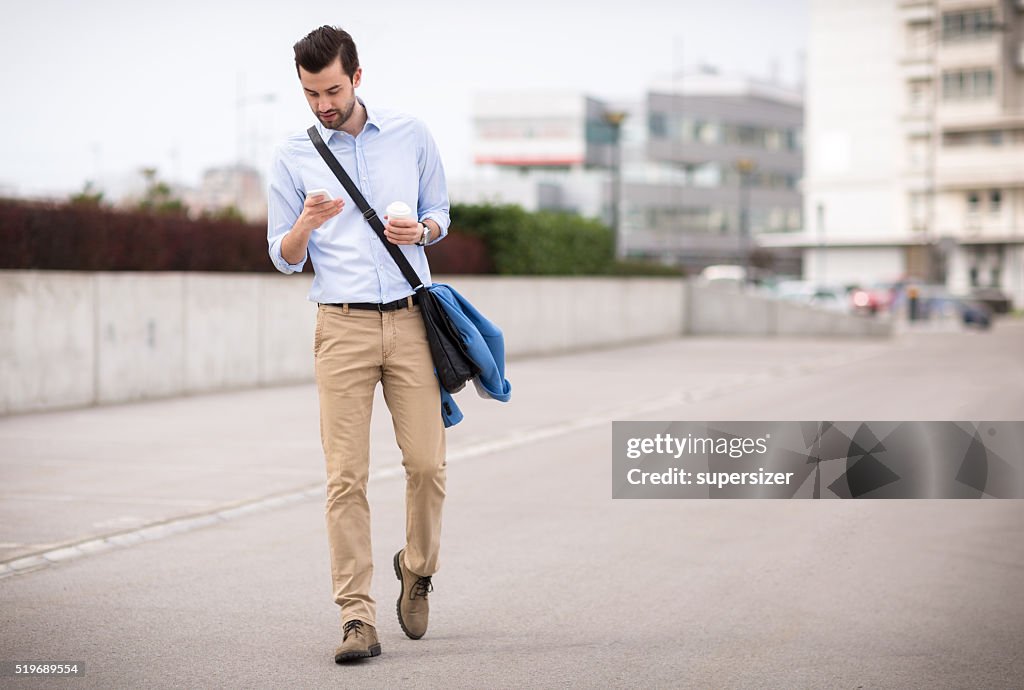Businessman using modern technology