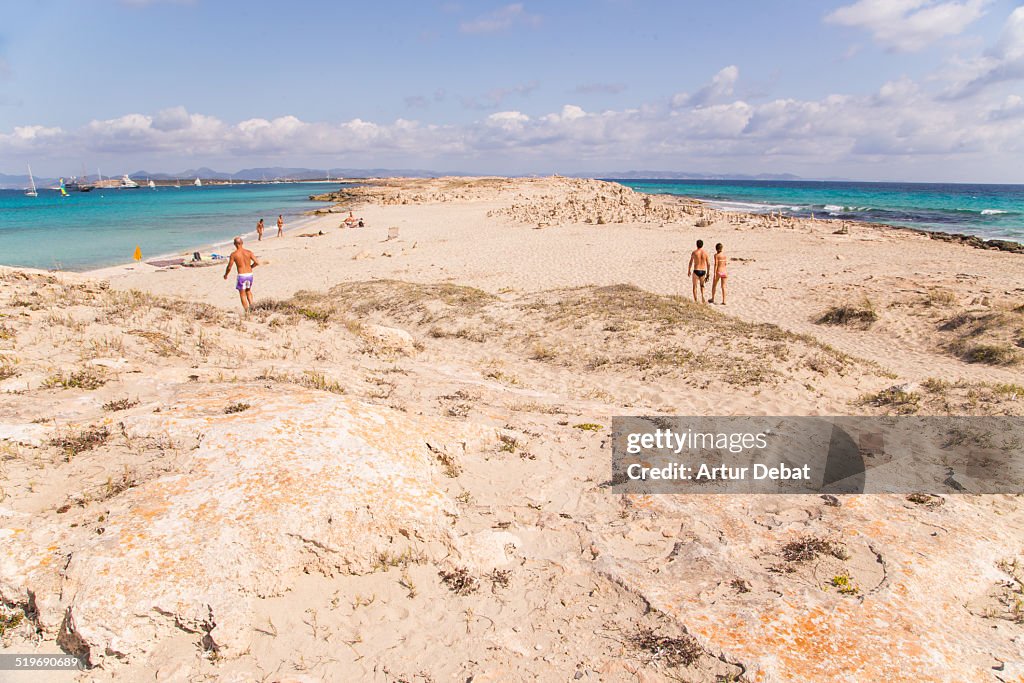 Formentera island Ses Salines beach with people