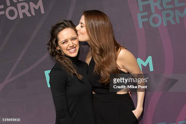Actresses Daisy Head and Emily Tremaine attend the 2016 Freeform Upfront at Spring Studios on April 7, 2016 in New York City.