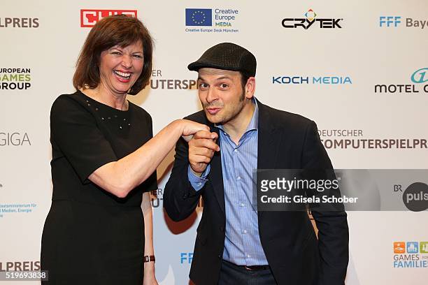 Ilse Aigner and Kaya Yanar during the German Computer Games Award 2016 at BMW World on April 7, 2016 in Munich, Germany.