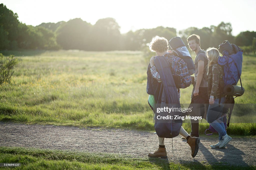 Teenagers hiking