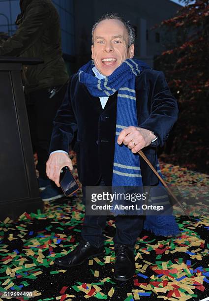 Actor Warwick Davis at the Official Opening Of "The Wizarding World Of Harry Potter" At Universal Studios Hollywood held at Universal Studios...