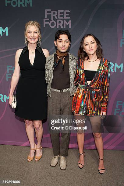 Dead of Summer' cast members Elizabeth Mitchell, Mark Indelicato, and Zelda Williams attend the 2016 ABC Freeform Upfront at Spring Studios on April...