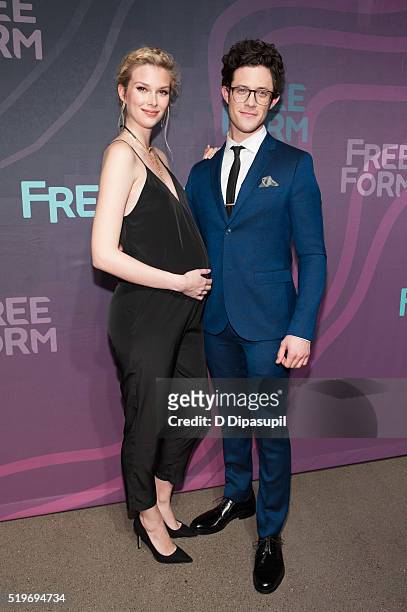 Stitchers' cast members Emma Ishta and Kyle Harris attend the 2016 ABC Freeform Upfront at Spring Studios on April 7, 2016 in New York City.