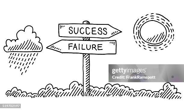 signpost success failure weather drawing - failure success stock illustrations