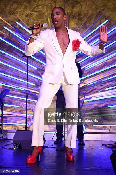 Singer Sylvester performs onstage as Marc Jacobs & Benedikt Taschen celebrate NAOMI at The Diamond Horseshoe on April 7, 2016 in New York City.