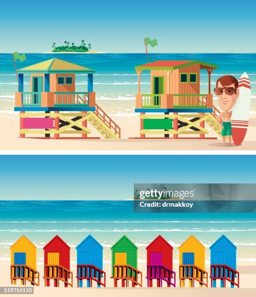 beach hut - miami vector stock illustrations