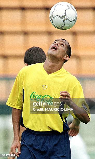 The player of Brazilian soccer selection Rivaldo controls a ball during a practice session in Sao Paulo, Brazil, 13 November 2000. Brazil will play...