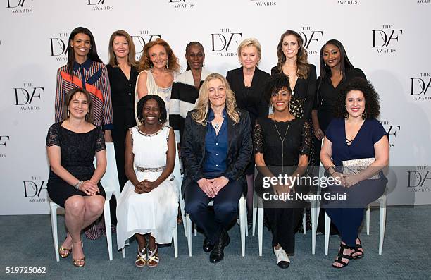 Top: Liya Kebede, Norah O'Donnell, Diane von Furstenberg, Chirlane McCray, Tina Brown, Allison Williams and Isha Sesay; Bottom: Maria Pacheco, Agnes...