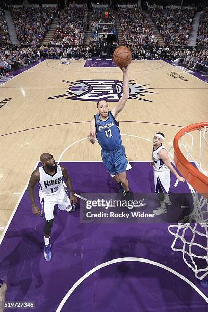 Tayshaun Prince of the Minnesota Timberwolves shoots the ball against the Sacramento Kings at Sleep Train Arena on April 7, 2015 in Sacramento,...