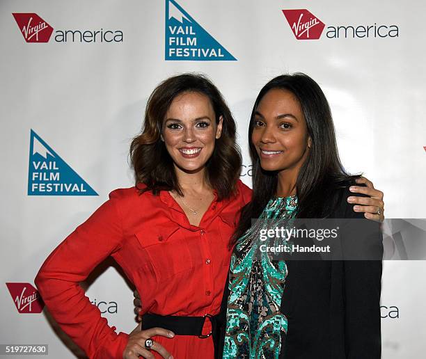 In this photo released by Virgin America Airlines, actresses Erin Cahill and Lyndie Greenwood pose on the red carpet for the Opening Night of the...