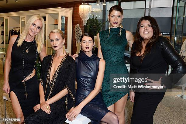 Designer Sheri Bodell, models Elena Kurnosova, Beth Ostendorf, Aleksandra Rastovic, and guest attend Sheri Bodell's Fall 2016 collection viewing at...