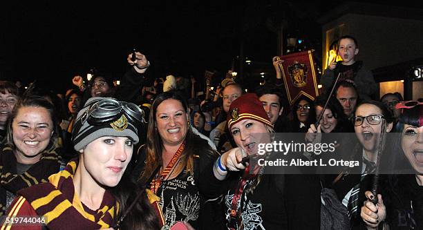 Harry Potter fans anxiously await the Official Opening Of "The Wizarding World Of Harry Potter" At Universal Studios Hollywood held at Universal...