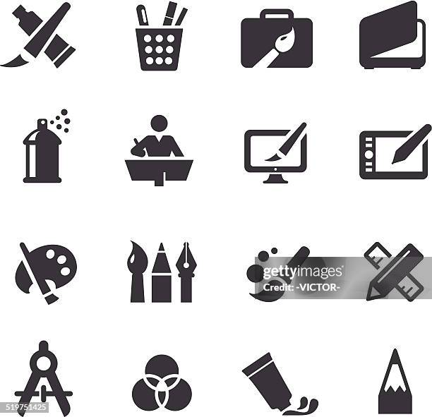 drawing and painting icons - acme series - graphic designer stock illustrations