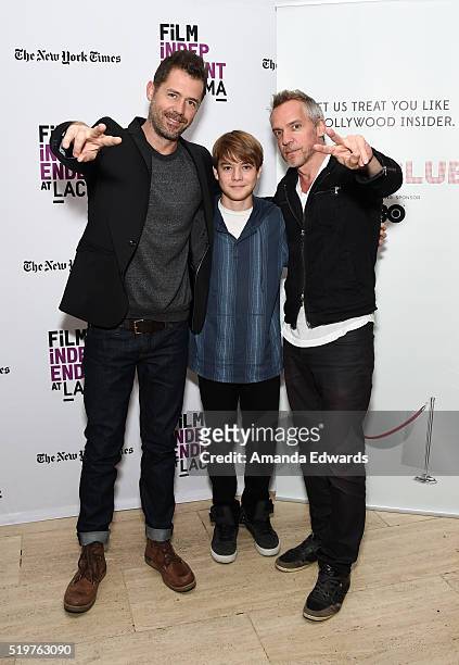 Screenwriter Bryan Sipe, actor Judah Lewis and director Jean-Marc Vallee attend the Film Independent at LACMA Screening and Q&A of "Demolition" at...