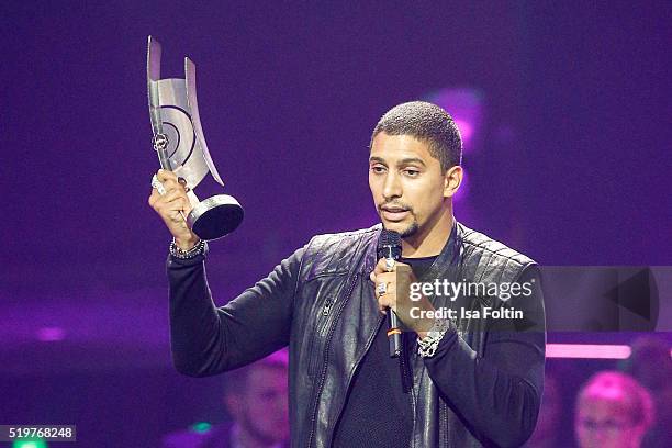 Award winner Andreas Bourani speaks on stage during the Echo Award 2016 show on April 07, 2016 in Berlin, Germany.