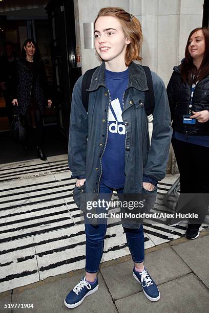 Daisy Waterstone seen leaving the BBC Radio 2 Studios on April 8, 2016 in London, England.
