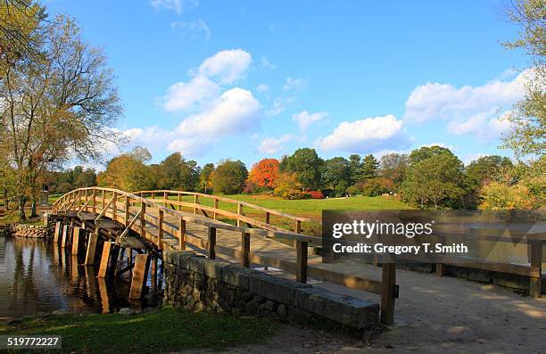 autumn at old north bridge - concord massachusetts stock pictures, royalty-free photos & images