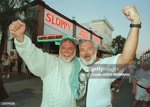 The winner of the 1996 "Papa" Ernest Hemingway look-alike contest, Roger Hegemier of Newark, Ohio, and 1995 winner Bill Fountain of West Palm Beach,...