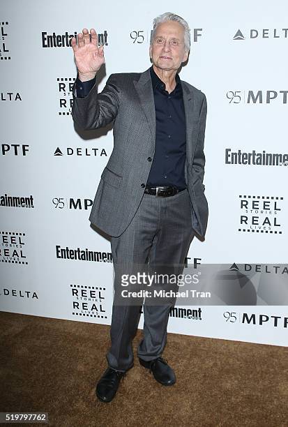 Michael Douglas arrives at the 5th Annual Reel Stories, Real Lives Benefiting MPTF held at Milk Studios on April 7, 2016 in Los Angeles, California.