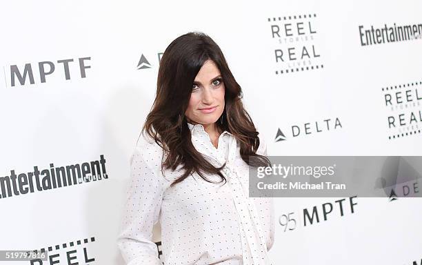Idina Menzel arrives at the 5th Annual Reel Stories, Real Lives Benefiting MPTF held at Milk Studios on April 7, 2016 in Los Angeles, California.