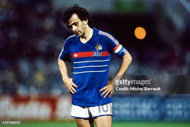 Michel Platini of France during the Semi Final Football European Championship between France and Portugal, Marseille, France on 23 June, 1984