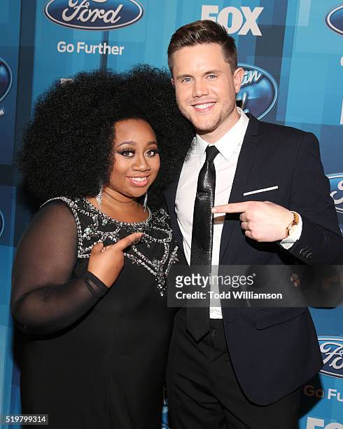 La'Porsha Renae and Trent Harmon attend FOX's "American Idol" Finale For The Farewell Season at Dolby Theatre on April 7, 2016 in Hollywood,...