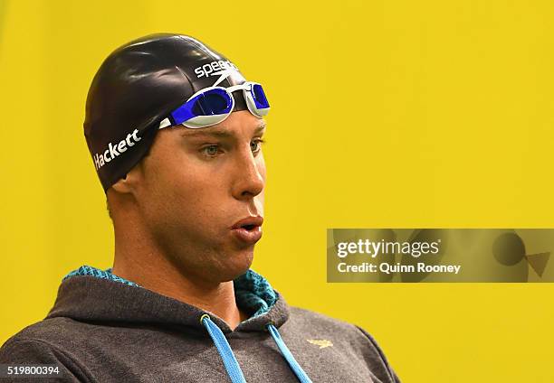 Grant Hackett of Australia prepares to race in the Men's 200 Metre Freestyle during day two of the 2016 Australian Swimming Championships at the...