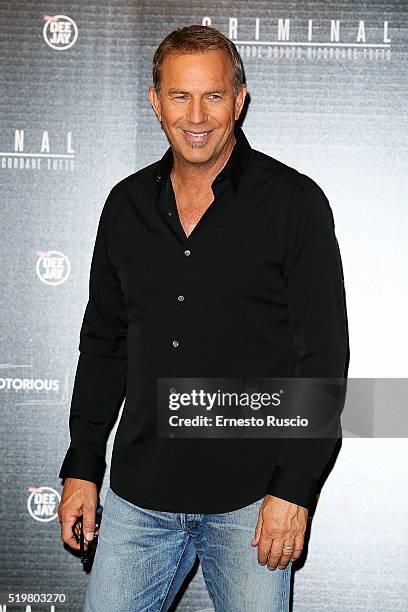 Kevin Costner attends a photocall for 'Criminal' at Hotel Barberini on April 8, 2016 in Rome, Italy.