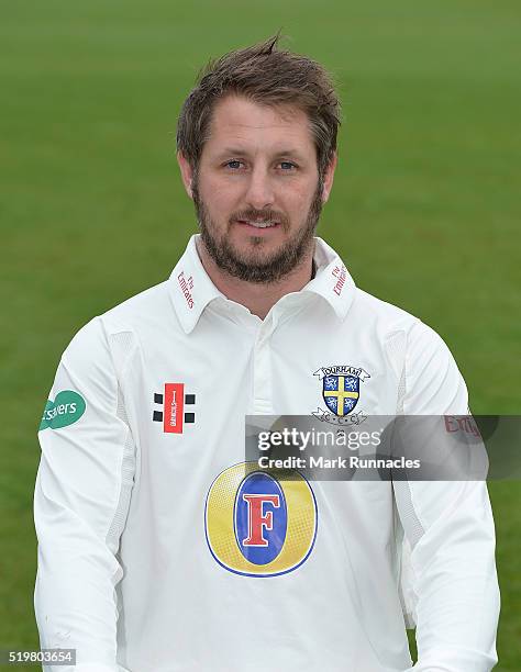 Phil Mustard of Durham poses for a photograph during the Durham County Cricket Club photocall at the Riverside on April 8, 2016 in Chester-Le-Street,...