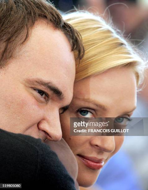 Actress Uma Thurman and US director Quentin Tarantino pose during a photo call for the film "Kill Bill 2", 16 May 2004 at the Cannes Film Festival in...
