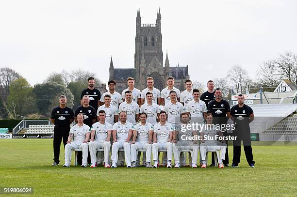 The 2016 Worcestershire Cricket squad pictured at New Road on April 8, 2016 in Worcester, England.