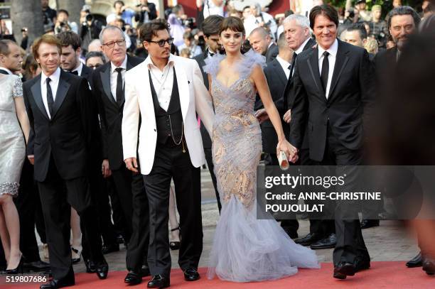 Producer Jerry Bruckheimer, Australian actor Geoffrey Rush, US actor Johnny Depp, Spanish actress Penelope Cruz, US director Rob Marshall and British...