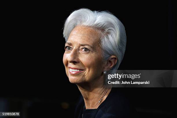 Chief Christine Lagarde Visits Fox Business Network at FOX Studios on April 8, 2016 in New York City.