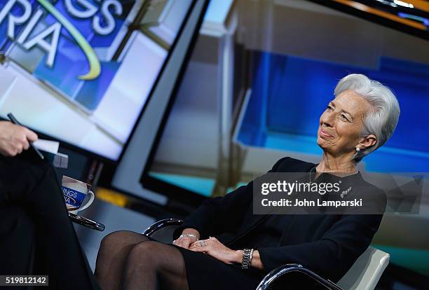 Chief Christine Lagarde Visits Fox Business Network at FOX Studios on April 8, 2016 in New York City.