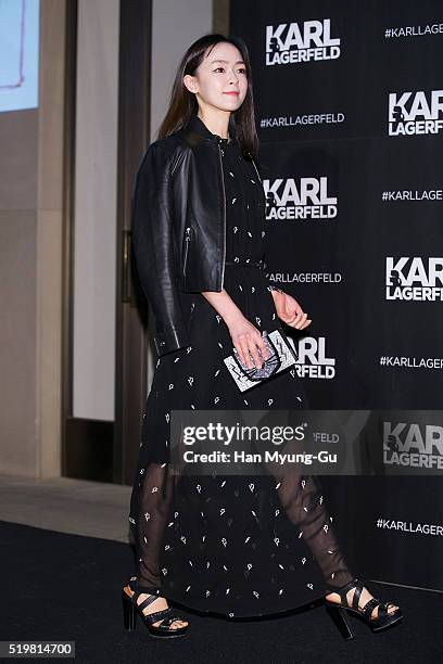 Kim Yu-Na aka Kim Yun-A of Jaurim attends "Karl Lagerfeld" Flagship Store Opening In Gangnam on April 7, 2016 in Seoul, South Korea.