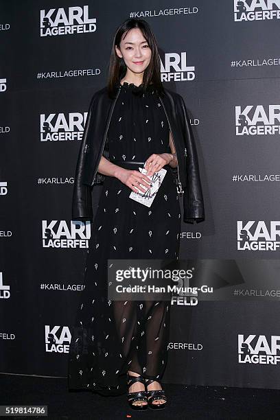 Kim Yu-Na aka Kim Yun-A of Jaurim attends "Karl Lagerfeld" Flagship Store Opening In Gangnam on April 7, 2016 in Seoul, South Korea.